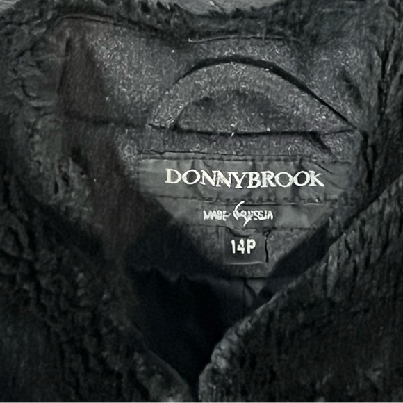 Donny Brook Womens Trench Coat Sz 14P Gray 100% Wool Lined Faux Fur Pocket - Picture 6 of 15